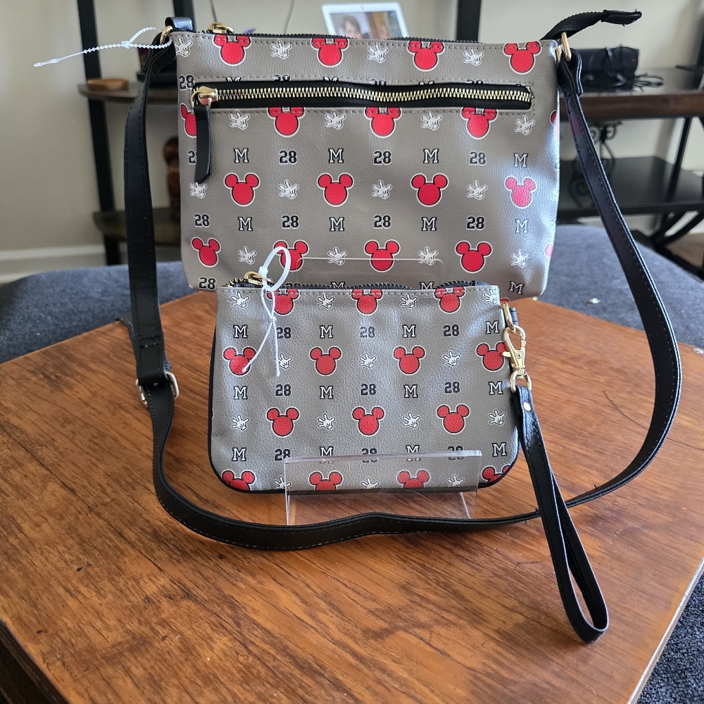 Disney Mickey Mouse Ears "28" Crossbody Bag & Wristlet (2 Piece Set) (EUC)